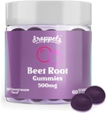 Droppels Beet Juurkummies koos peedi Powder 500mg, Viinamarjaseemne ekstrakt 300mg, Vitamiin B12 & Niatsiin | Vegan, Pectin-Based & Non-GMO Beetroot Supplement, Apple Granaatõuna maitse, 60 Count