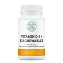 Vitamiin D3 + K2 närimistabletid - 2000 IU D-vitamiin ja MK7 K2 (Menakinoon-7) - kirsi maitsestatud tabletid - D-vitamiin + K2 täiskasvanutele ja lastele