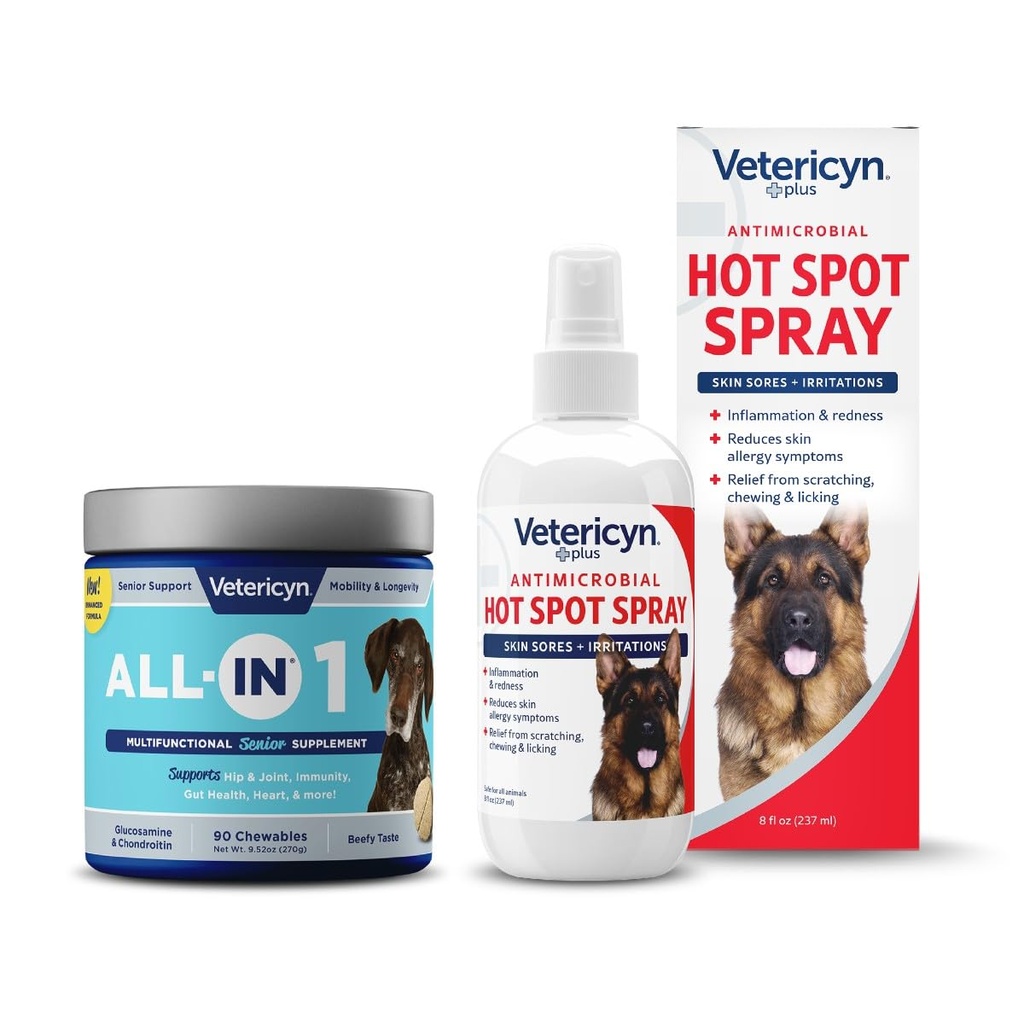 Vetericyn All-in 1 multifunktsionaalne Senior Dog Supplement koos Glükosamiini ja Vetericyn Plus kuuma täpiga