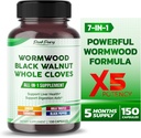 All-in-1 Wormwood Black Walnut Whole Cloves Ginger - Toetab Maksa Tervis & Aids Digestion - Valmistatud USA-s -150 kapslit