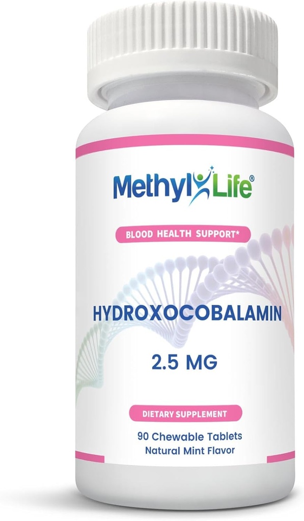Methyl-Life® Hydroxy B12 sublingvaalsed tabletid – õrn, vitamiin B12 igapäevase energia ja rakutoe lisand – vegan, mitte-GMO, gluteen ja top 14 allergeenivaba | 90 närimistabletti