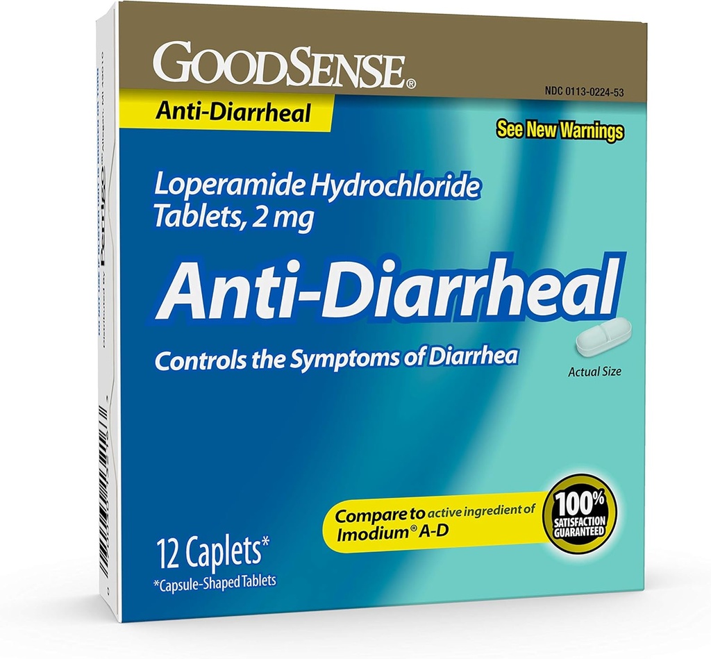 GoodSense Loperamide Hydrochloride Tablets , 2 mg , Anti-Diarreal , 12 Count