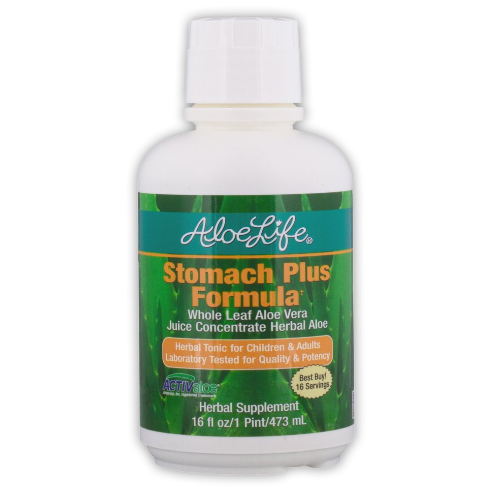 Aloe Life - Magu Plus valem, kiiretoimeline toonik lastele, täiskasvanutele ja eakatele, toetab tervislikku seedimist ja aitab leevendada gaasi, puhitust ja iiveldust, Aloe Vera kontsentraati, Gluteenivaba (16 oz)