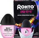 Rohto Digi-Eye digitaalse silma tüve silmatilgad, jahutav silma tüve leevendamine digitaalse silma tüve sümptomitest, pikaajaline, rahustav silmade leevendamine, silmatilgad punasele, väsinud silmadele 0,4 fl oz pudel (pakk 2)