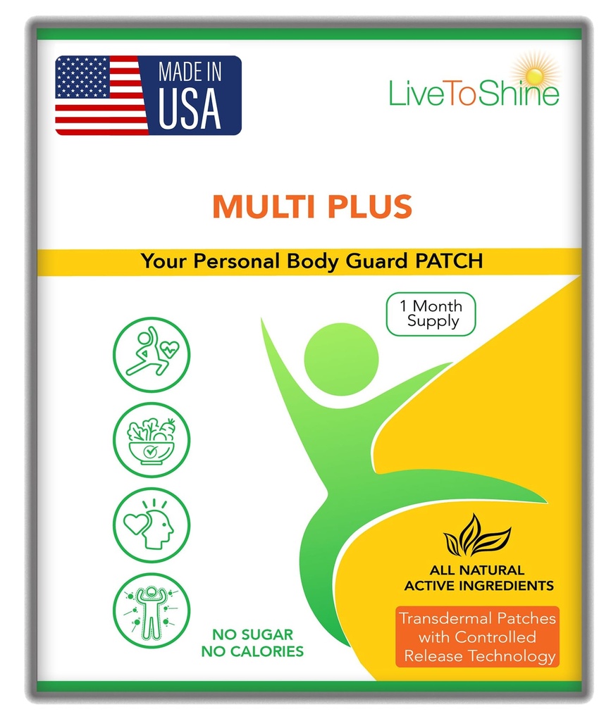 Live to Shine Multi Plus Topical Patch - USA Made - 30 päeva pakkumine naistele ja meestele