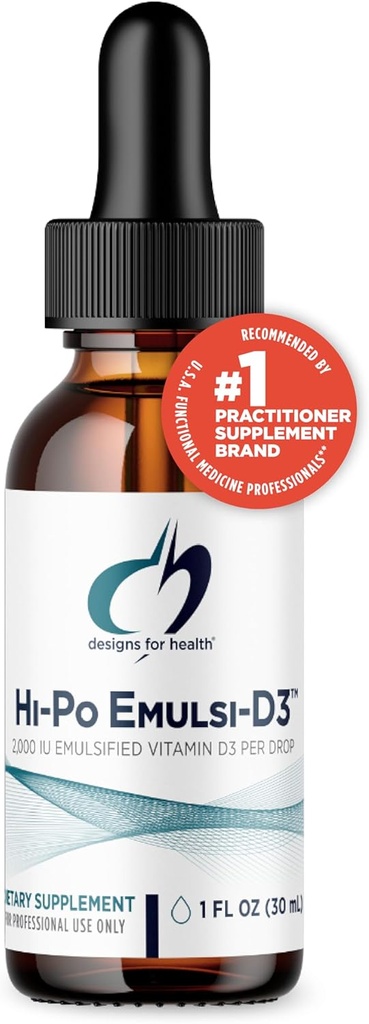 Tervisedisainilahendused Hi-Po Emulsi D-vitamiini tilgad - Vedel D-vitamiin 2000 RÜ, kõrge kontsentratsiooniga D3-vitamiin - luu tervis + immuuntoetus - 2000 RÜ tilga kohta (1000 portsjonit / 1 kord)