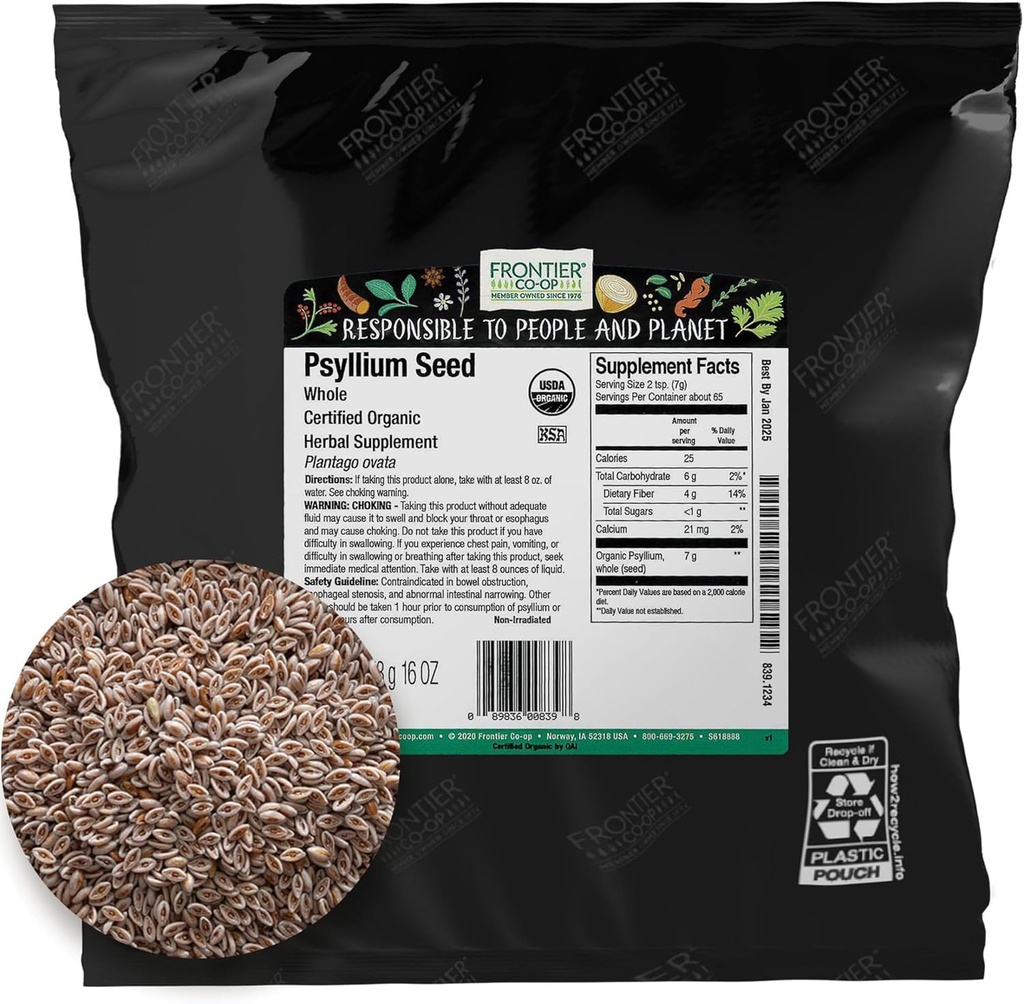 Frontier Co-op Organic Terve Psyllium Seed 1lb