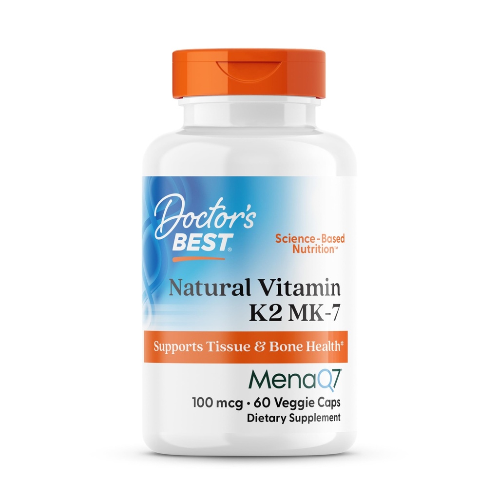 Arsti parim looduslik vitamiin K2 MK7 täiendus meestele ja naistele - luu tervise tugi, 100 mcg vitamiin K-2 MK-7 kapslid MenaQ7, kaltsiumi tugi, Non GMO, Vegan - 60 Veg Caps