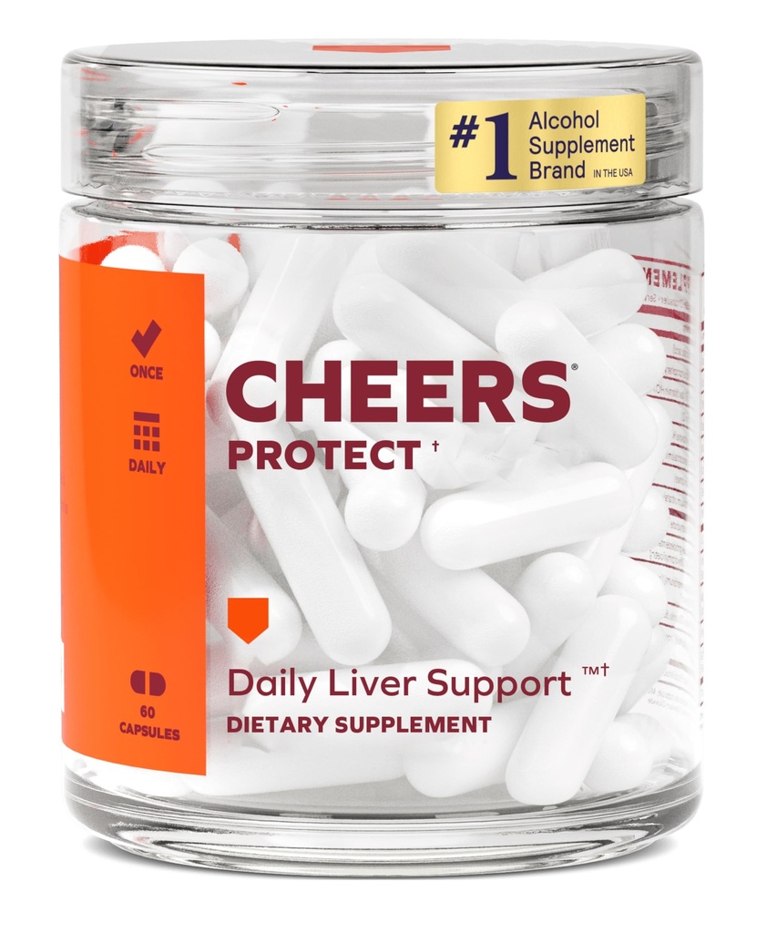 Cheers Protect | Daily Maks Supplement for Drinkers with L-Cysteine + DHM | Suurendage Glutatiooni taset | 30 annust | tsüsteiin, dihüdromüüritsetiin, piimaohakas, okkaline pirn, B-vitamiinid, ingver