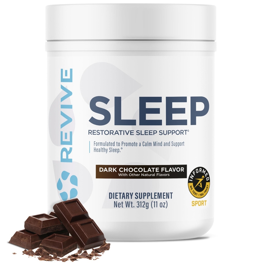 Revive MD Sleep Support Supplement täiskasvanutele, Dark Chocolate - Unelisandid Magneesium (Glütsinaat), Inositool, Glycine & L-Theanine - Soodustab Lõõgastav ja Sleep Tervis (30 Servings)