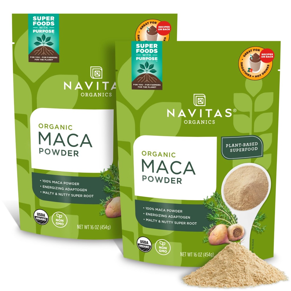 Navitas Organics Maca Powder, 16oz. (2-Pack), 181 Servings - Organic, Non-Gmo, Low Temp-Dried, Gluteenivaba, Light Brown