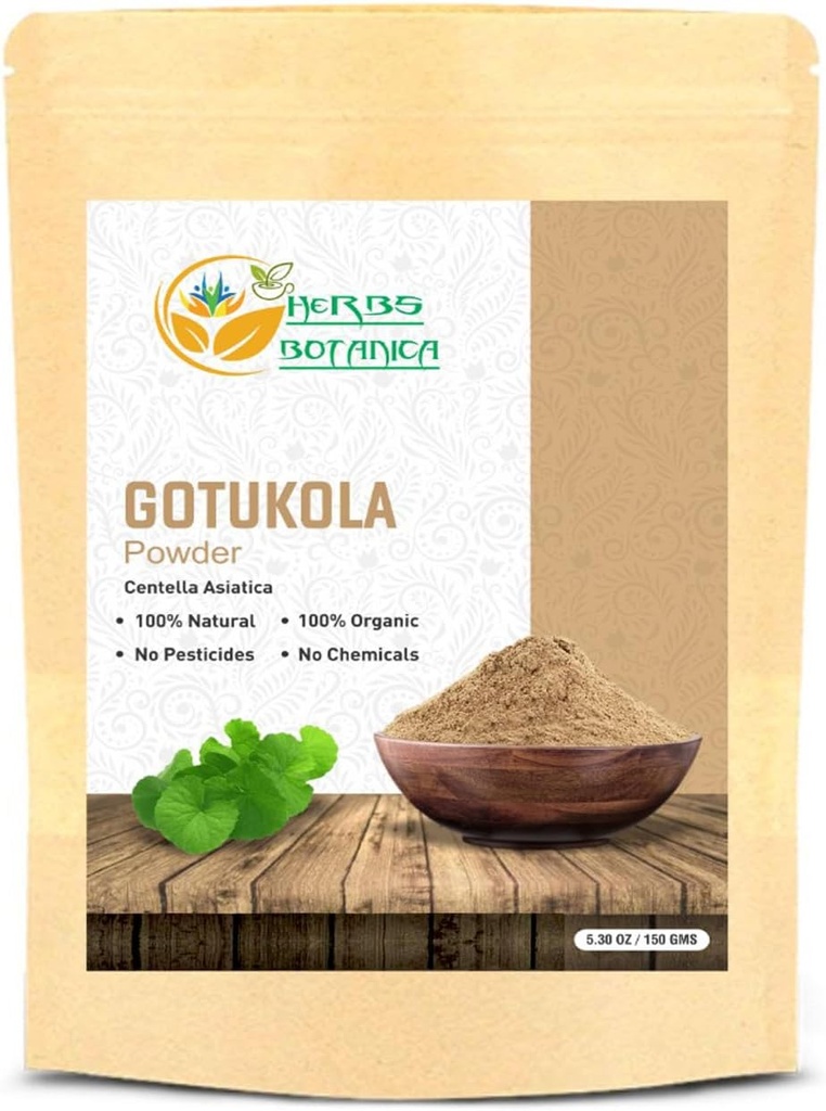 Maitsetaimed Botanica Gotu Kola pulber (Centella asiatica) 5, 3 oz / 150 GMS tee, juuste kasvu ja heaolu tervisliku närvisüsteemi peeneks jahvatatud taimne pulber DIY ilu ja toidulisandid