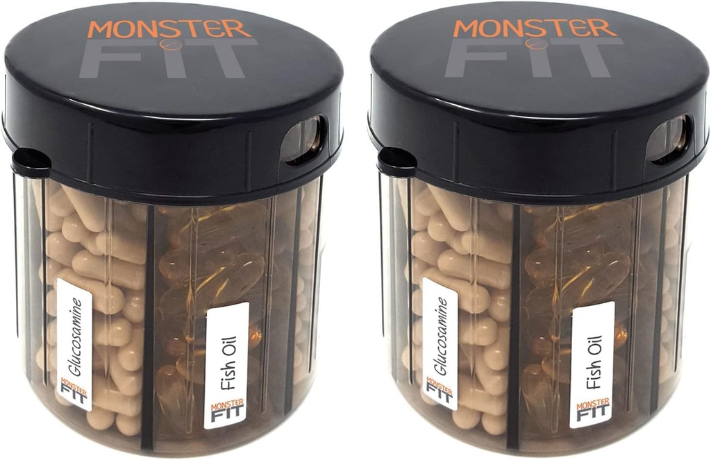 Monster täiendada ravim pillid Dispenser koos osade sildid - ekstra suur pillid konteiner pudel käsile peaaegu iga täiendus - lihtne ära visata (Monster Fit - 2 Pack)