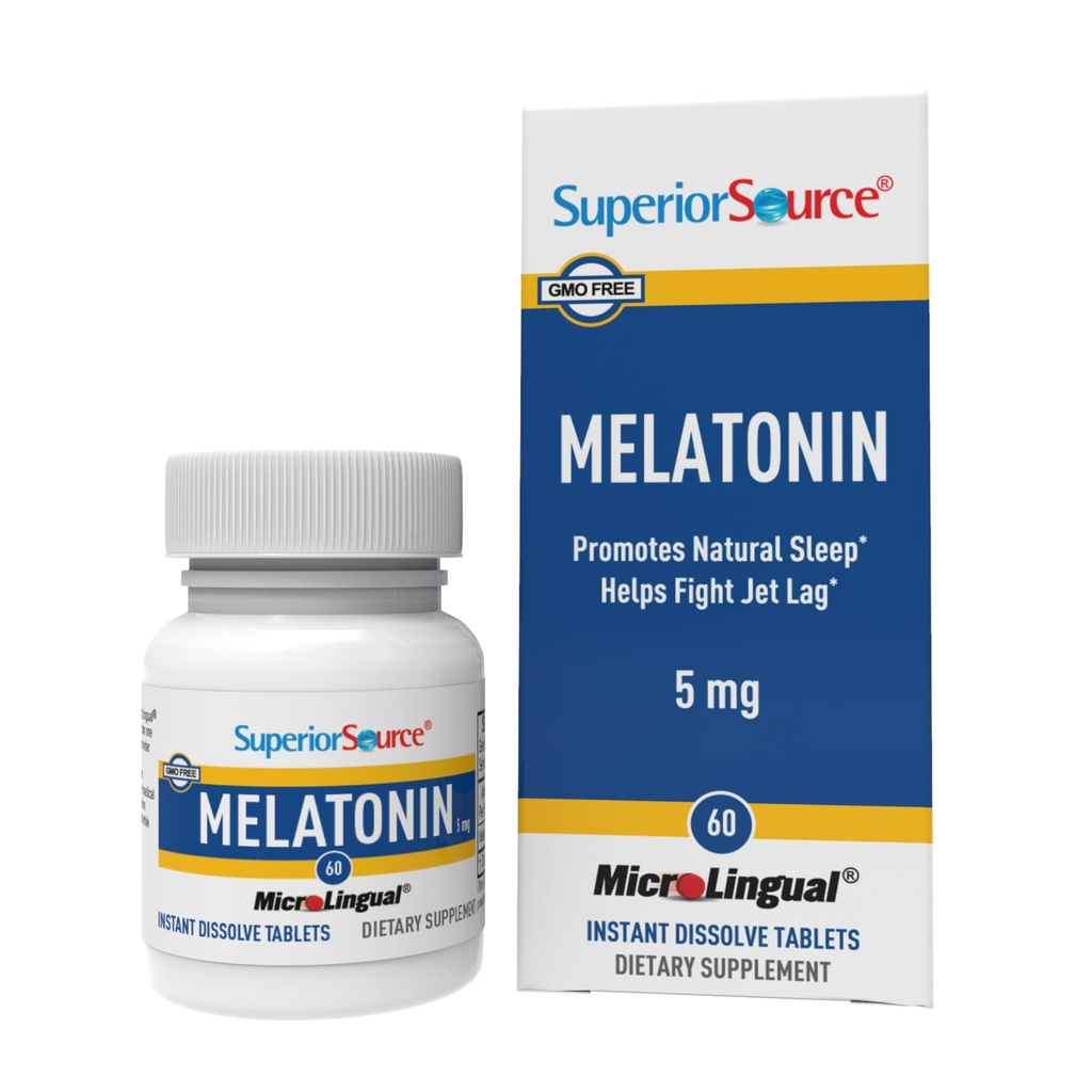 Superior Allikas Melatoniin 5 mg - Tervislik unetoetus täiskasvanutele - Melatoniini valem kummeliga Aids Lõõgastav ja rahutu uni - 60 keelealust lahustuvat tabletti