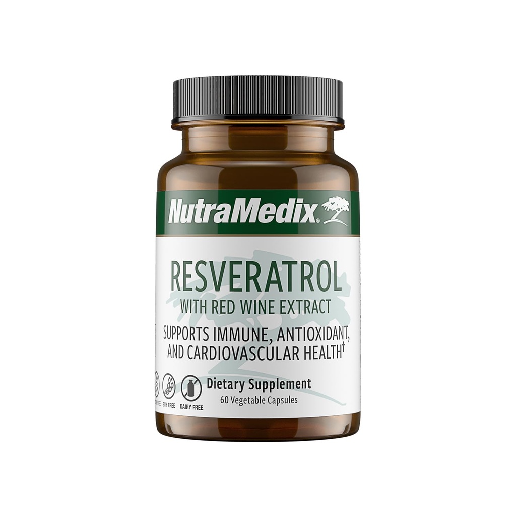 NutraMedix Resveratrooli kapslid - biosaadavad antioksüdandid Täiendus punase veini ekstrakti + viinamarjade nahad - 200mg Jaapani Knotweed immuunsüsteemi ja südame-veresoonkonna tugi (60 kapslit)