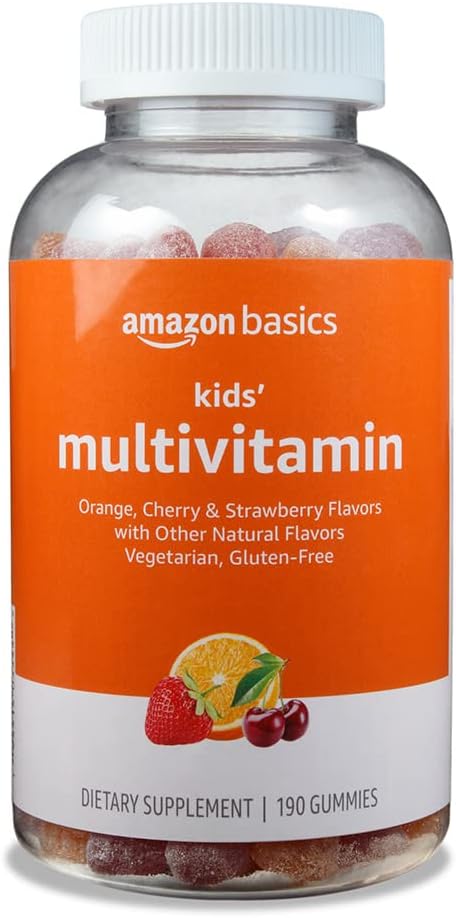 Amazon Basics Laste Multivitamiinid, 190 Gummies, Orange, Kirss Ja Maasikas (varem Solimo)