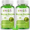 2 Pack Soursop Graviola Gummies Supplement, Original Soursop Leaves Extract vitamiinidega C & Zinc naistele ja meestele, Multivitamiin Soursop puuviljalisa immuunsuse ja antioksüdantide ja energia
