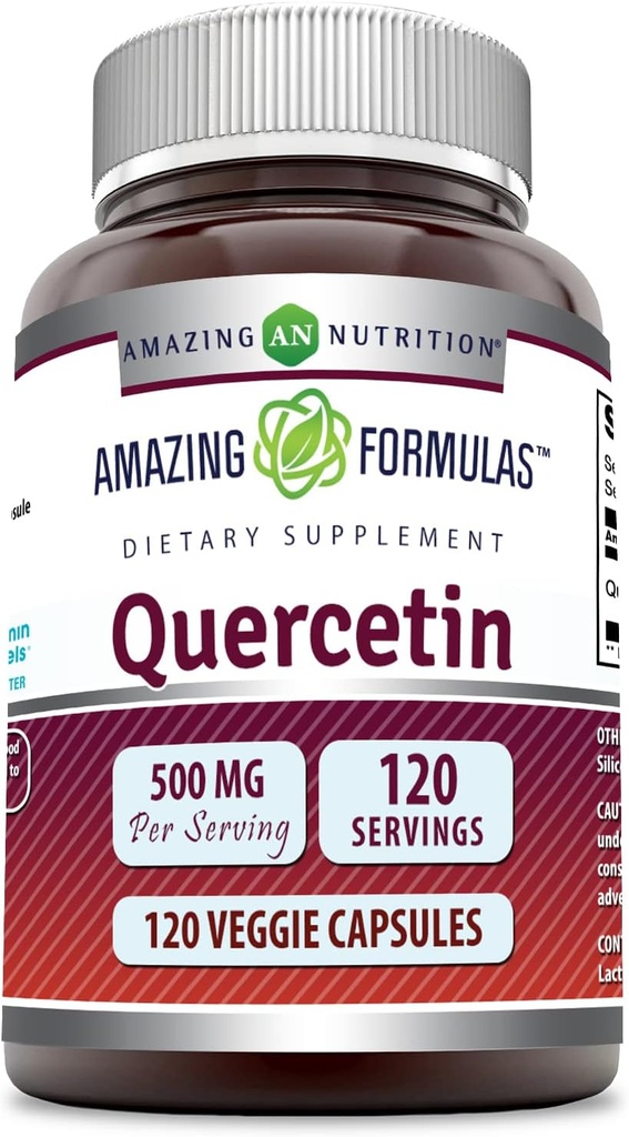 Amazing valemid Quercetin 500mg 120 Veggie kapslid täiendada - Non-GMO - Gluteenivaba - toetab üldist tervist ja heaolu