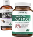 Mustseemneõli Vedelik & merisamblik (2-kuuline tarne) Mere ja Seemne Fusion Bundle - Black Seed Oil Vequid (16fl.oz) Premium Külmpressitud Klaki Köögiviljaseemneõli & Orgaaniline Iiri merisamblik Bioperiiniga - Vegan