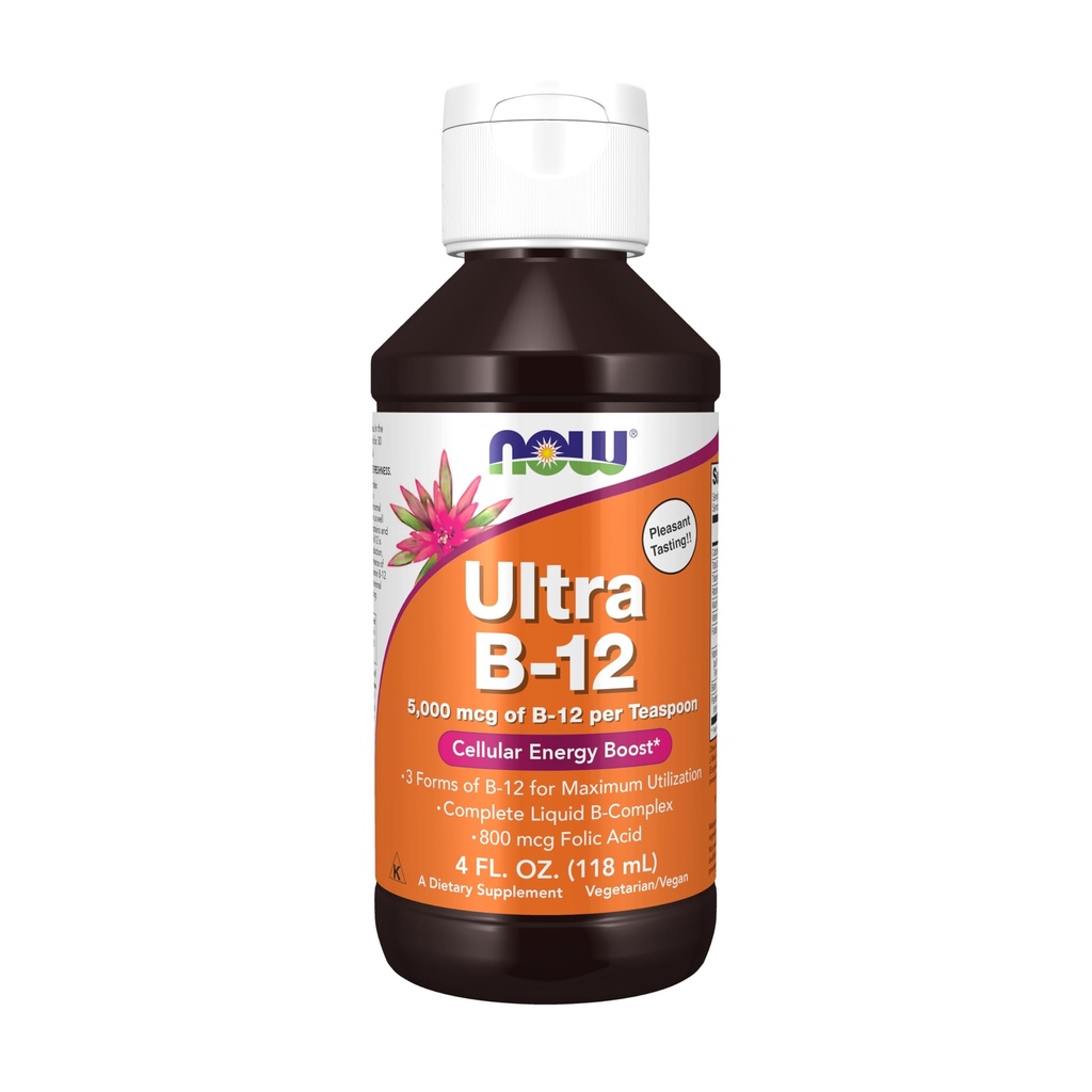 NOW Foods Supplements, Ultra B-12, Vedel, 800 mcg foolhape, Cellular Energy Production *, 4-Ounce