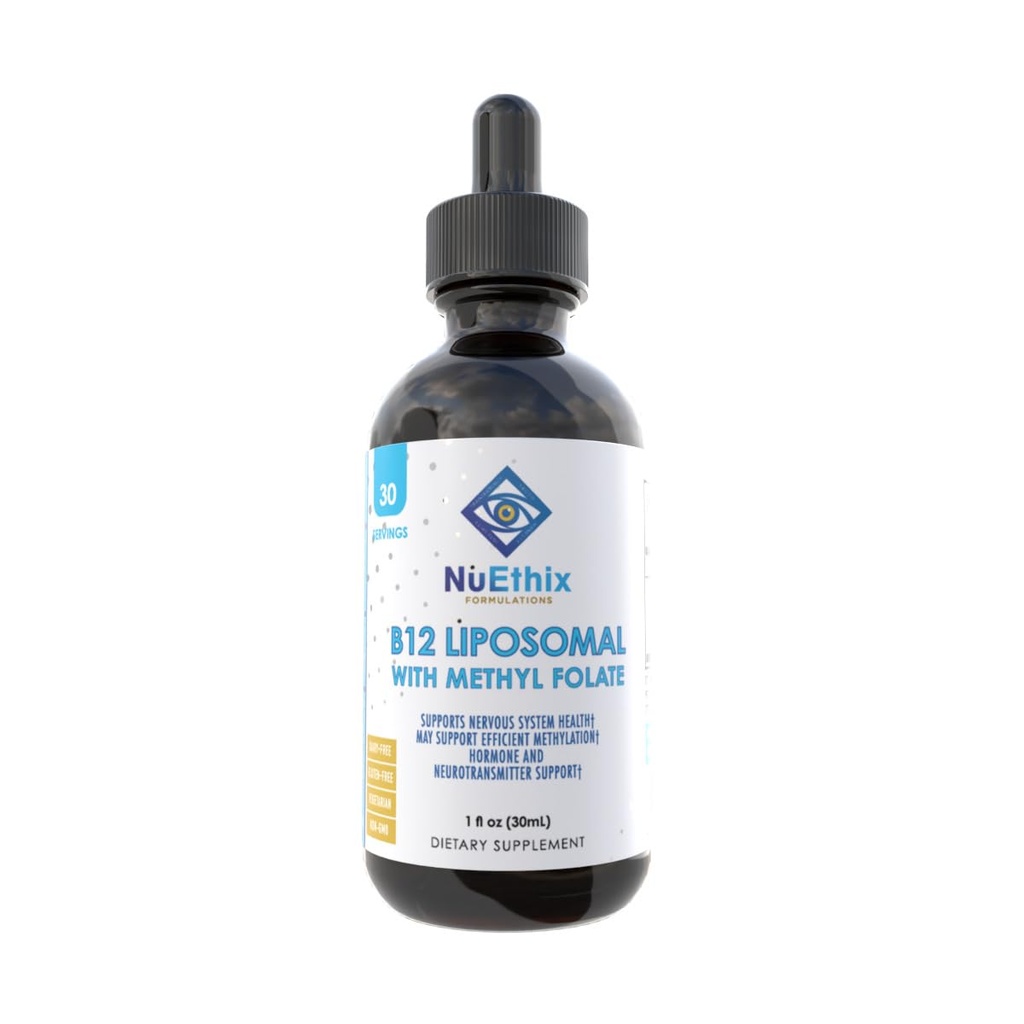 NuEthix Formulatsioonid B12 Liposomal koos Metüülfolaadi toidulisandiga, bioaktiivsed B-vitamiinid optimaalse ainevahetuse toetamiseks, 1 vedelik, 30 serveerimist