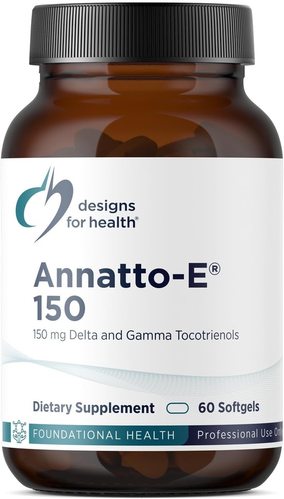 Designs for Health Annatto-E 150mg Tocotrienols - DeltaGold Vitamin E Complex Supplement with Delta + Gamma Tocotrienols - Cardiovascular, Healthy Aging + Antioxidant Support - Non-GMO (60 Softgels)