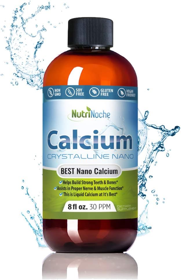 NutriNoche Vedel Kaltsiumilisand - 99,99% Ultra Pure Kristalliline Nano Kaltsium Naistele, Meestele Ja Lastele - Kaltsiumtsitraat Alternatiivne - Absorbeeritud rakulisel tasemel sublingvaalselt - 30 ppm