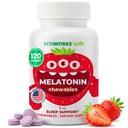 Lapsed Melatoniin 1 mg näritav koos L theanine'i, kummeli ja sidrunipalsamiga Väljavõte näritavad tabletid - looduslik marjamaitse - abiks kukkumisel ja uinumisel - lastele - 120 närimistabletti