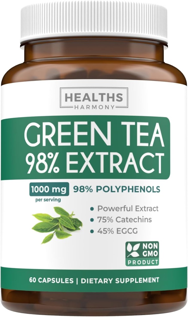 EGCG Green Tea Extract kapslid - Super High Potency Green Tee Pills Antioksüdant rikas valem Pakitud polüfenoolid Katehhiinid & EGCG - 500mg ühe kapsli kohta - Non-GMO & Made USA (1 kuu tarne)