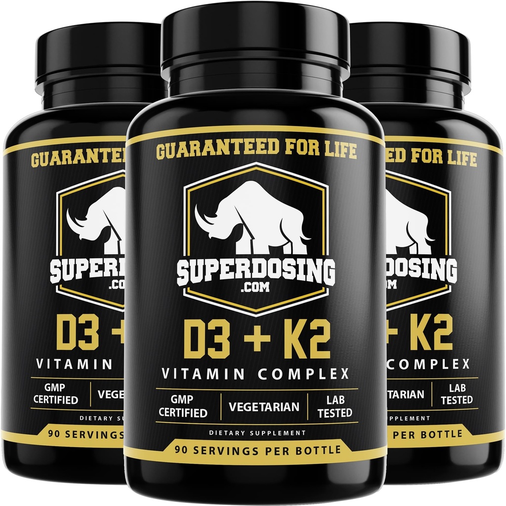 Parim väärtus, Max Tugevus 10000 iu Vitamiin D3 ja 1500 mcg Vitamiin K2 Supplements 3 Pudel Pack. D3K2 vitamiinid ja toidulisandid tervisele. D3-K2 MK4 kapslid, parim K2D3 vitamiin immuunsüsteemile
