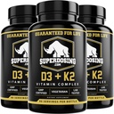 Parim väärtus, Max Tugevus 10000 iu Vitamiin D3 ja 1500 mcg Vitamiin K2 Supplements 3 Pudel Pack. D3K2 vitamiinid ja toidulisandid tervisele. D3-K2 MK4 kapslid, parim K2D3 vitamiin immuunsüsteemile