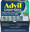 Advil Liqui-Gels Pain Reliever / Palaviku vähendaja, Solubilized Ibuprofeen 200mg, 2/Packet, 50 Packets/Box (016902)