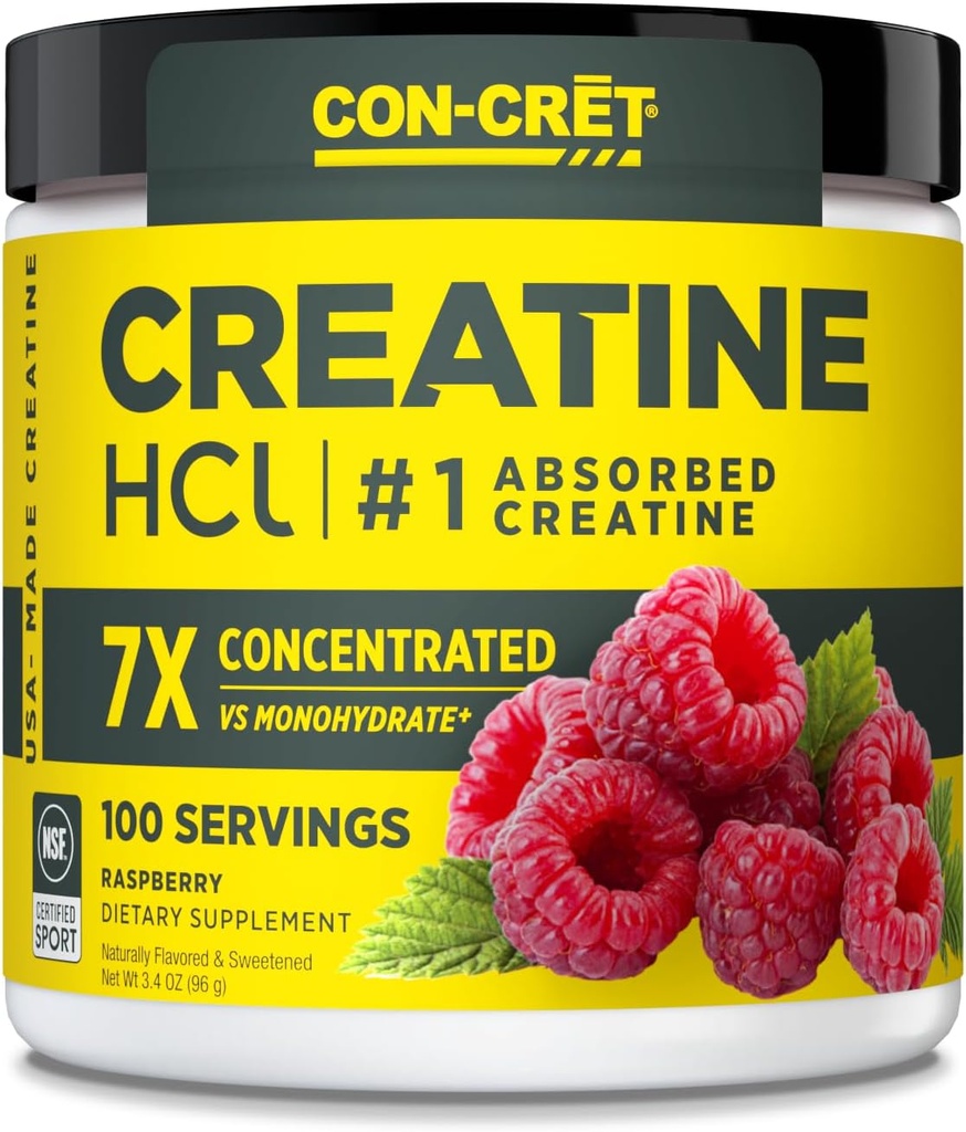CON-CRET Creatine HCl Powder | Lihas-, Kognitiivne, Cellular Energy Support | No Bloating or Cramps | USA Made & NSF Certified | Vaarika (100 Serving)