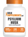 BulkSupplements.com Psyllium Husk Capsules - Psyllium Supplement, Psyllium Husk Fiber - Vegan & Gluten Free, 240 Veg kapslid (Pack of 1)