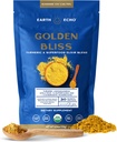Earth Echo Golden Bliss, Organic Turmeric Superfood Elixir Blend with Ashwagandha Root, MCT Oil and 4 Mushroom Blend for Restful Sleep, Immune Support and Reduces Craving, Dairy-Free, 30 Servings