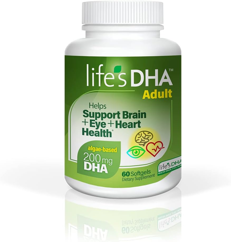 Life’s DHA All-Vegetarian DHA Dietary Supplement Supports a Healthy Brain, Eyes & Heart, Non-GMO From Sustainable Plant Source 200 mg of DHA Omega-3 60 Softgels