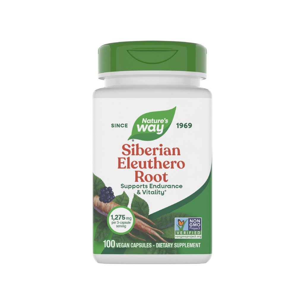 Nature's Way Premium Taimne Siberi Eleuthero juure lisand, toetab vastupidavust ja elujõulisust *, Adaptogen *, 1275 mg 3-kapiserveri kohta, mitte-GMO projekt kontrollitud, 100 kapslit (pakendamine võib varieeruda)