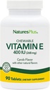 NaturesPlus E-vitamiin, looduslik Carob maitse - 90 närimistabletti, pakend 2 - vaba-radikaalne kaitse ja üldine heaolu - taimetoitlane, gluteenivaba - 180 kokku