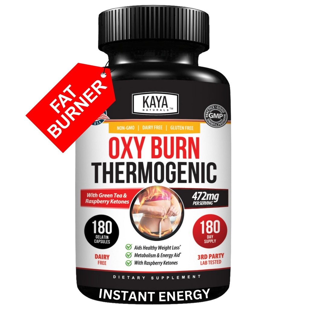 Kaya Naturals Oxy Burn - Thermogenic Taimne valem aktiivseks eluks - Non-GMO & Gluteenivaba - 180 Count