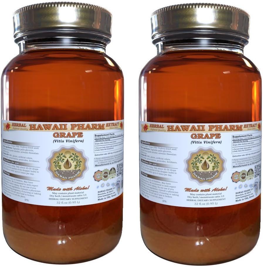 Viinamarjavedelikekstrakt, viinamarjad (Vitis Vinifera) Seemnetinktuurilisa 2x32 oz filtreerimata