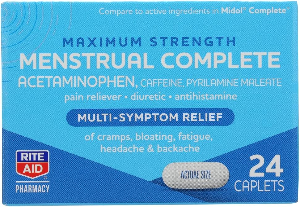 Rite Aid, Apteek Menstruaalne Multi Sümptom Relief Caplets Maksimaalne tugevus, 24 Kraad