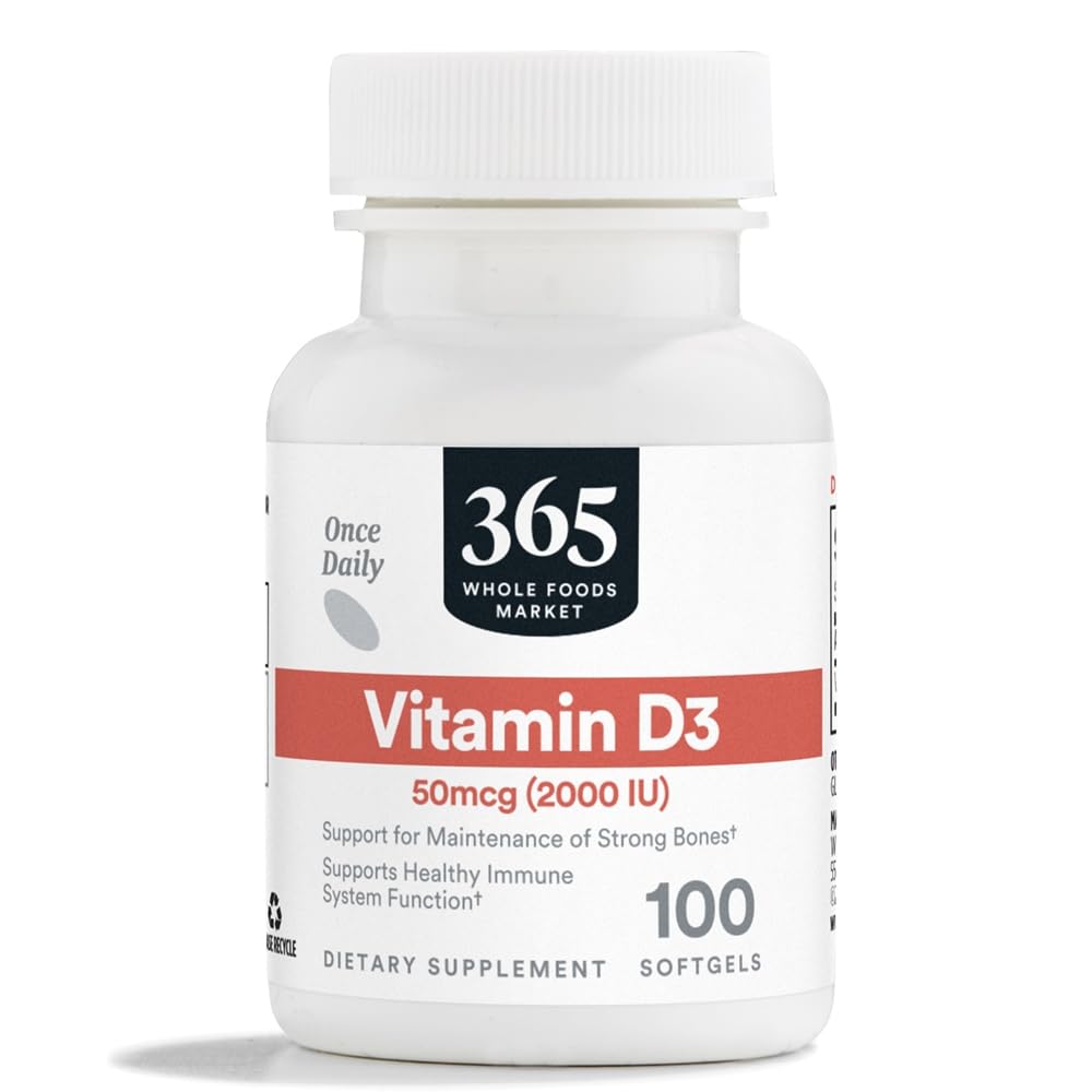 365 kogu toiduturu poolt, D3-vitamiini softgels, 2000 IU, 100 CT