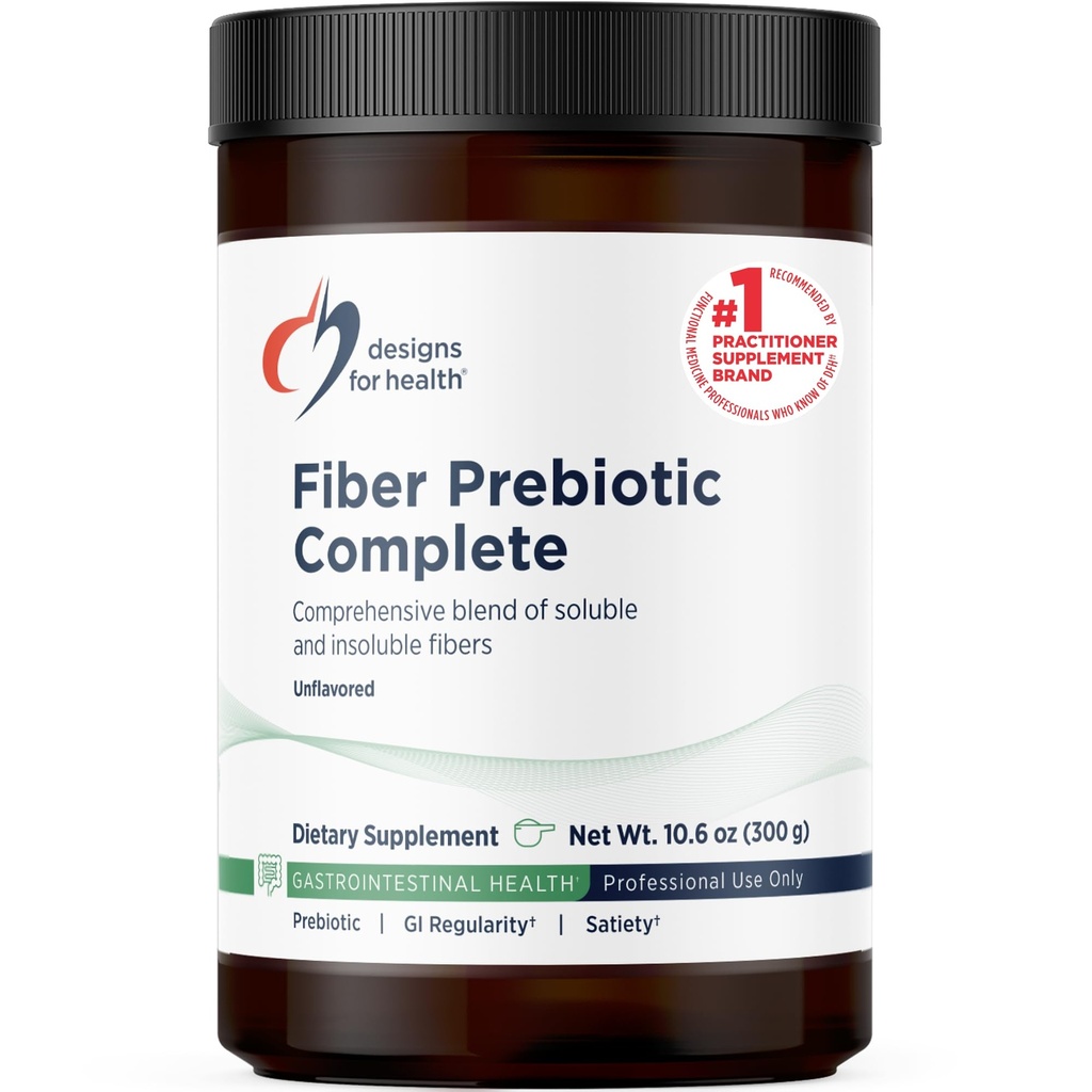 Disainid Tervis Fiber Prebiootikum Valmis - 12 Seedetrakti Fiber Blend Pulber Supplement w / Psyllium Husk, Lina + Õunapektiin - Prebiootiline Soolestiku Tugi, Maitsestamata + Magustamata (30 Servings / 300g)