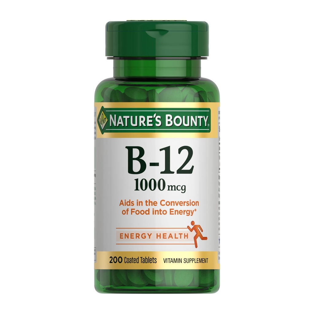 Looduse Bounty Vitamiin B12 1000 mcg Toidulisandid, Toetab Energia Metabolism, 200 Ct