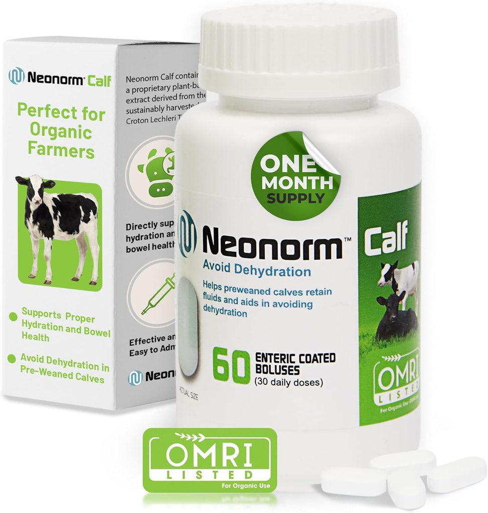 Jaguar Animal Health Neonorm Calf - Enteric Coated Supplement Boluses õige hüdratatsiooni ja soole tervis - Taimne toode eelnevalt võõrutatud vasikad (60 loend)