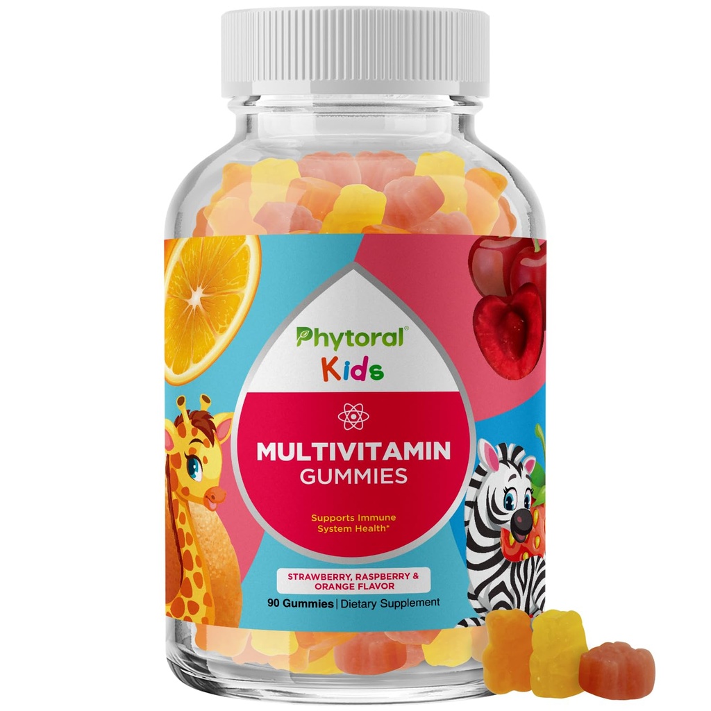 Fytoral Kids Vitamiinid Kummi multivitamiini närimistable - Kids Gummy Vitamiinid meeleolu toetada Looduslik energia Boost ja immuunsüsteemi toetamine - Immuunkummied ja looduslik multivitamiin