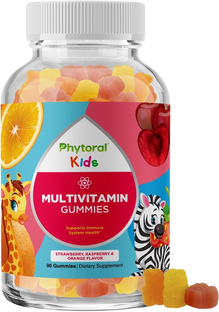 Fytoral Kids Vitamiinid Kummi multivitamiini närimistable - Kids Gummy Vitamiinid meeleolu toetada Looduslik energia Boost ja immuunsüsteemi toetamine - Immuunkummied ja looduslik multivitamiin