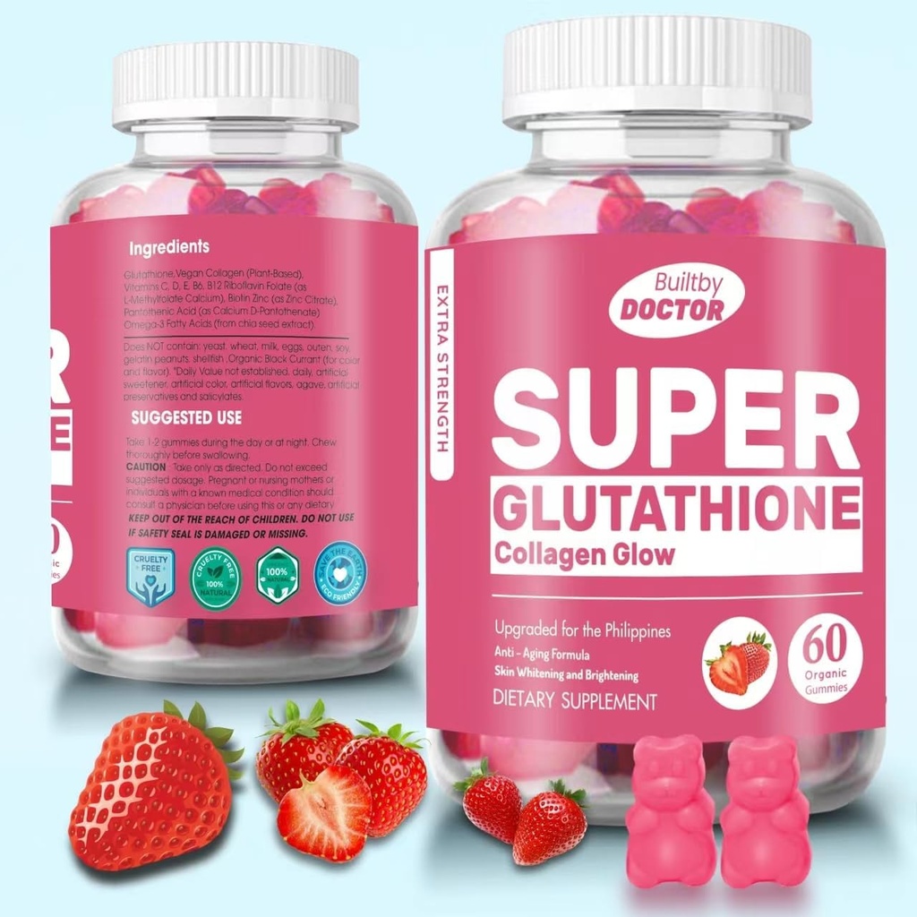 Super glutatiooni kollageen Glow Gummies, glutatiooni nahahooldus - naha helendamine - kummikollageen - vananemisvastane L-glutatioon - mere kollageen ja vitamiinid