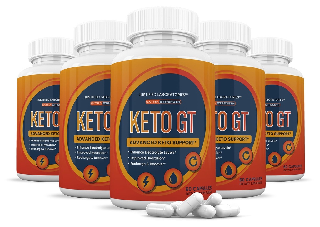 (5 Pack) Keto GT Keto Pills 1275MG Uus ja täiustatud valem Sisaldab Õunasiidrit Äädikat Ekstra Neitsioliiviõli Pulber Roheline teeleht 300 kapslit