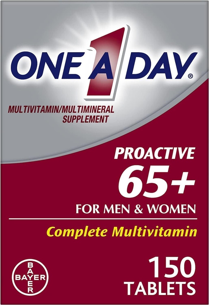 Üks päev proaktiivne 65 Plus multivitamiinid meestele ja naistele, 150 tabletti (pakk 2) ühe päeva jooksul